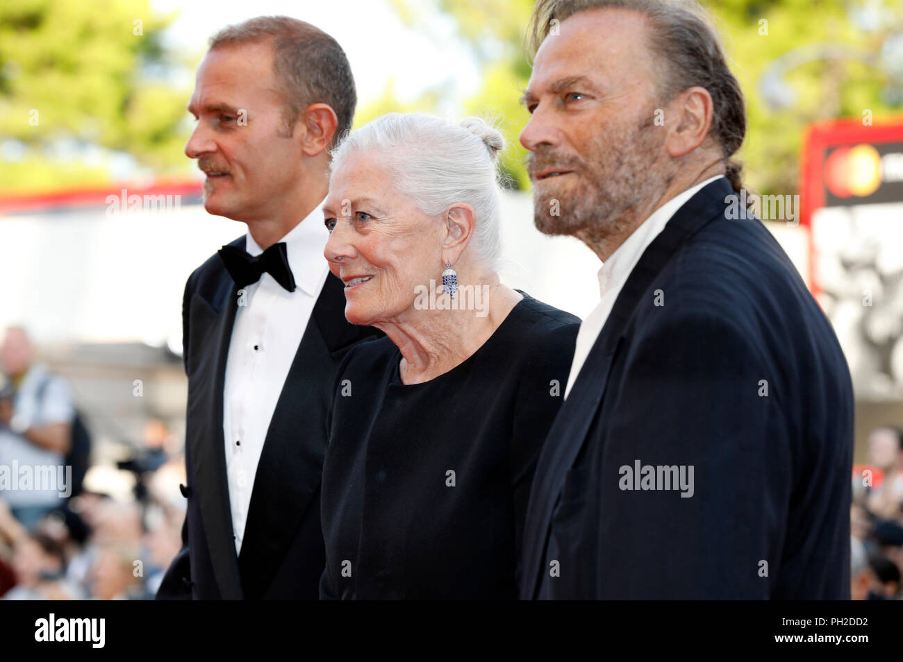 Venice, Italy. 29th Aug 2018. Carlo Gabriel Nero, Vanessa Redgrave and Franco Nero attending the 'First Man' premiere at the 75th Venice International Film Festival at the Palazzo del Cinema on August 29, 2018 in Venice, Italy Credit: Geisler-Fotopress GmbH/Alamy Live News Stock Photo