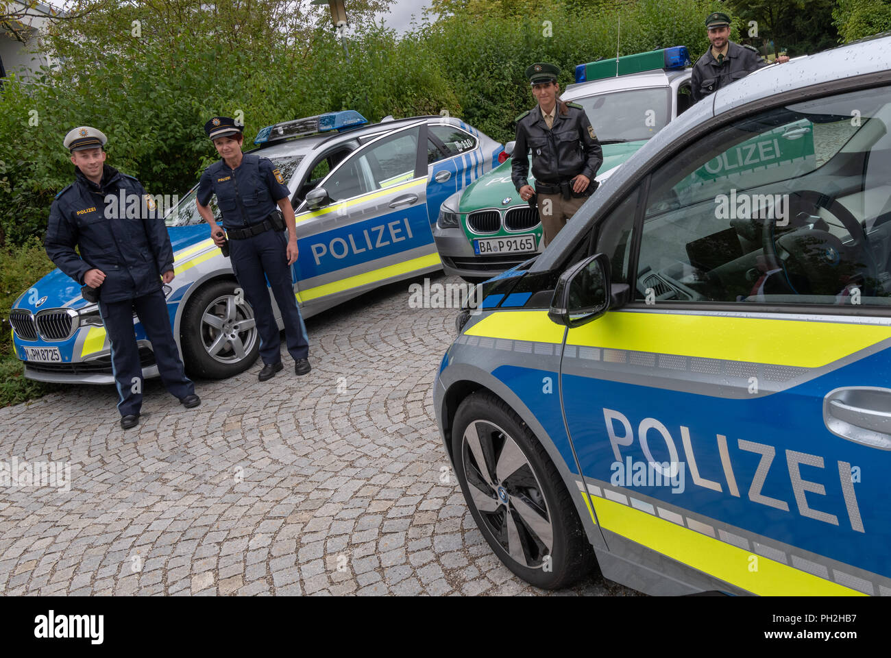 Germany Police Call Germany, Munich. 30th Aug, 2018. After the conversion to new uniforms ...