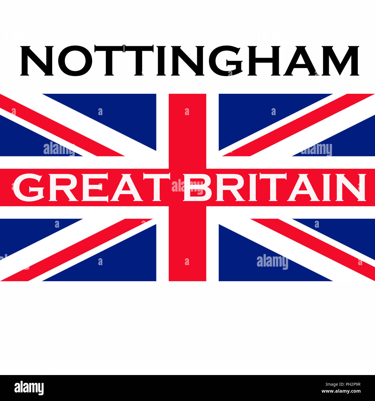 Nottingham and the flag of the United Kingdom of Great Britain Stock ...