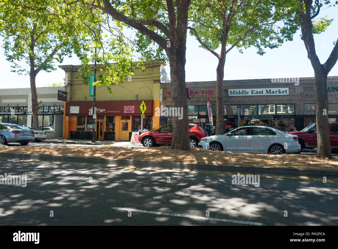 Stores along San Pablo Avenue in the Southwest Berkeley neighborhood of