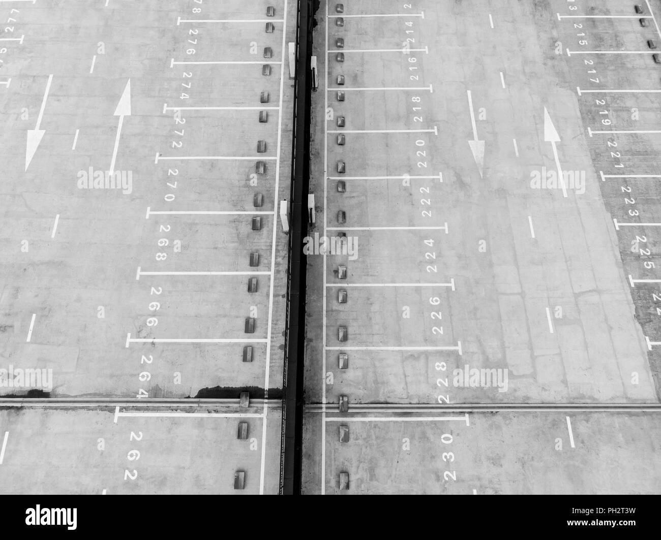 large empty vacant parking lot. industrial background. aerial view Stock Photo