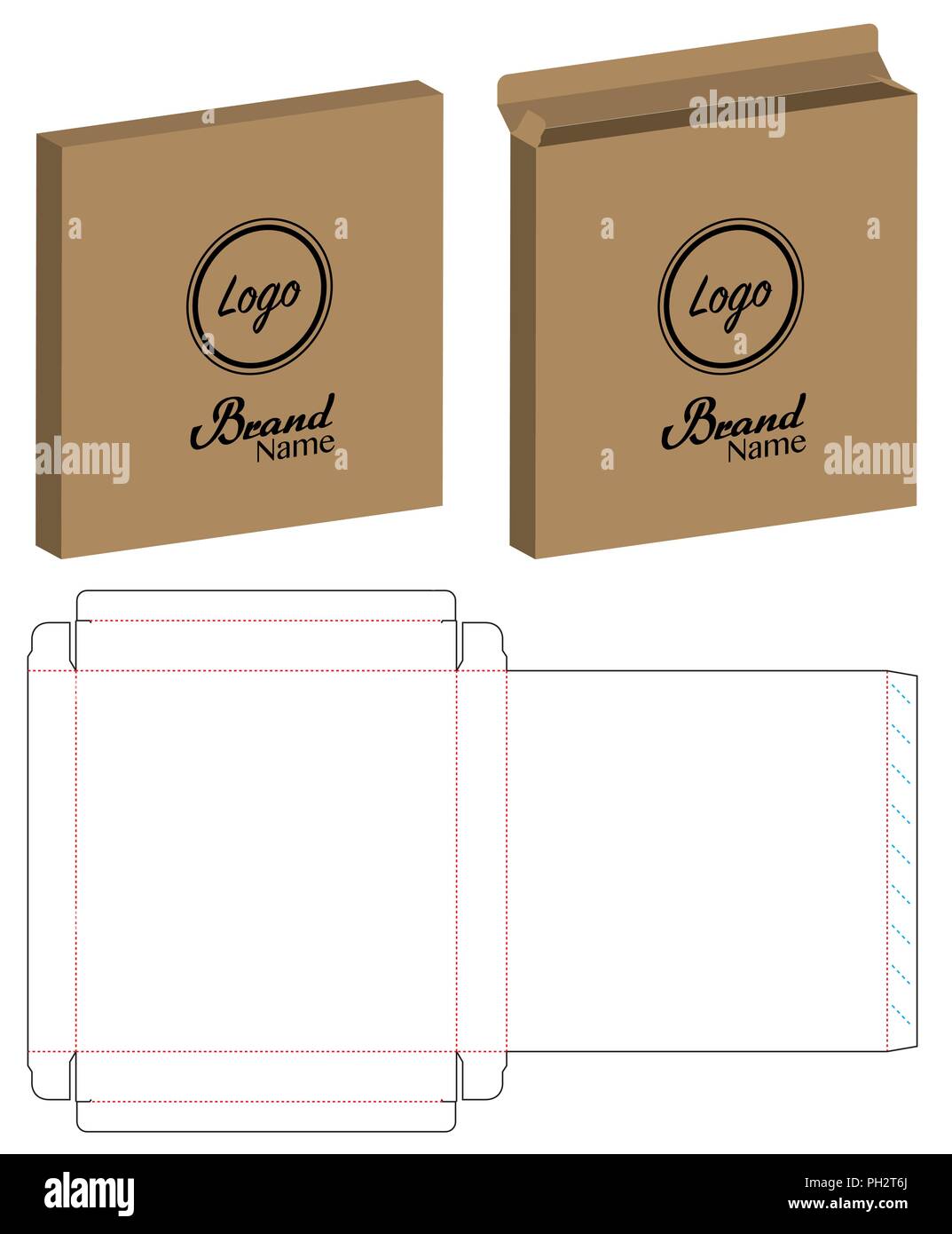 Box packaging die cut template design. 3d mock-up Stock Vector