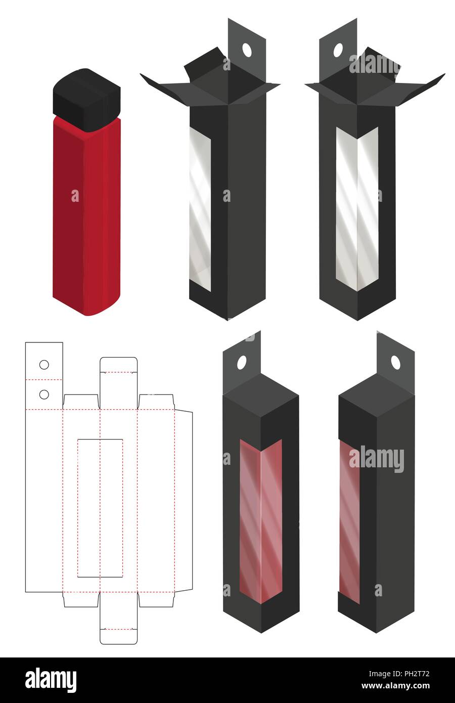 Box packaging die cut template design. 3d mock-up Stock Vector
