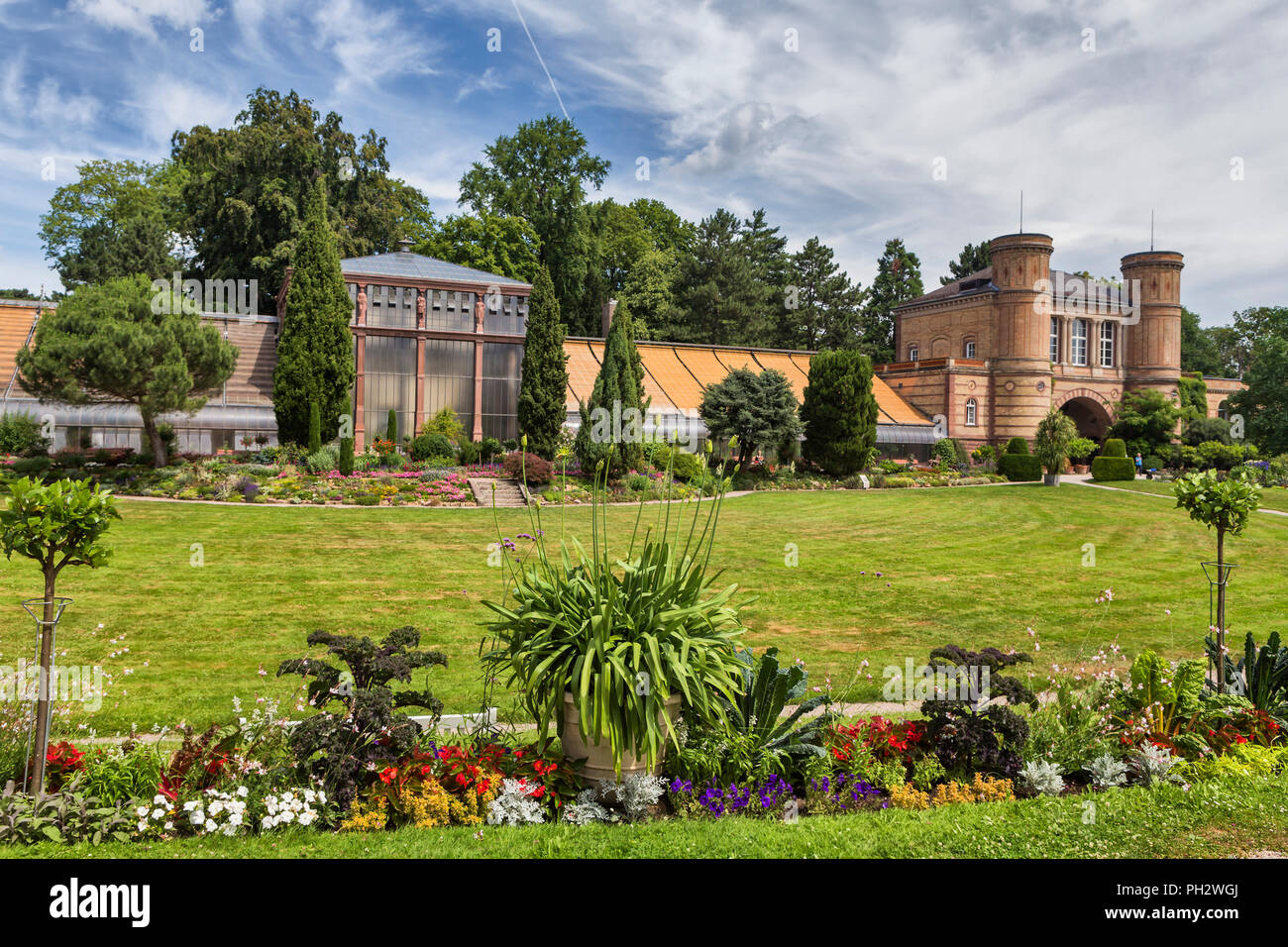 Orangerie (1857), Botanical Gardens, Castle Grounds, Karlsruhe, Baden-Wurttemberg, Germany Stock Photo