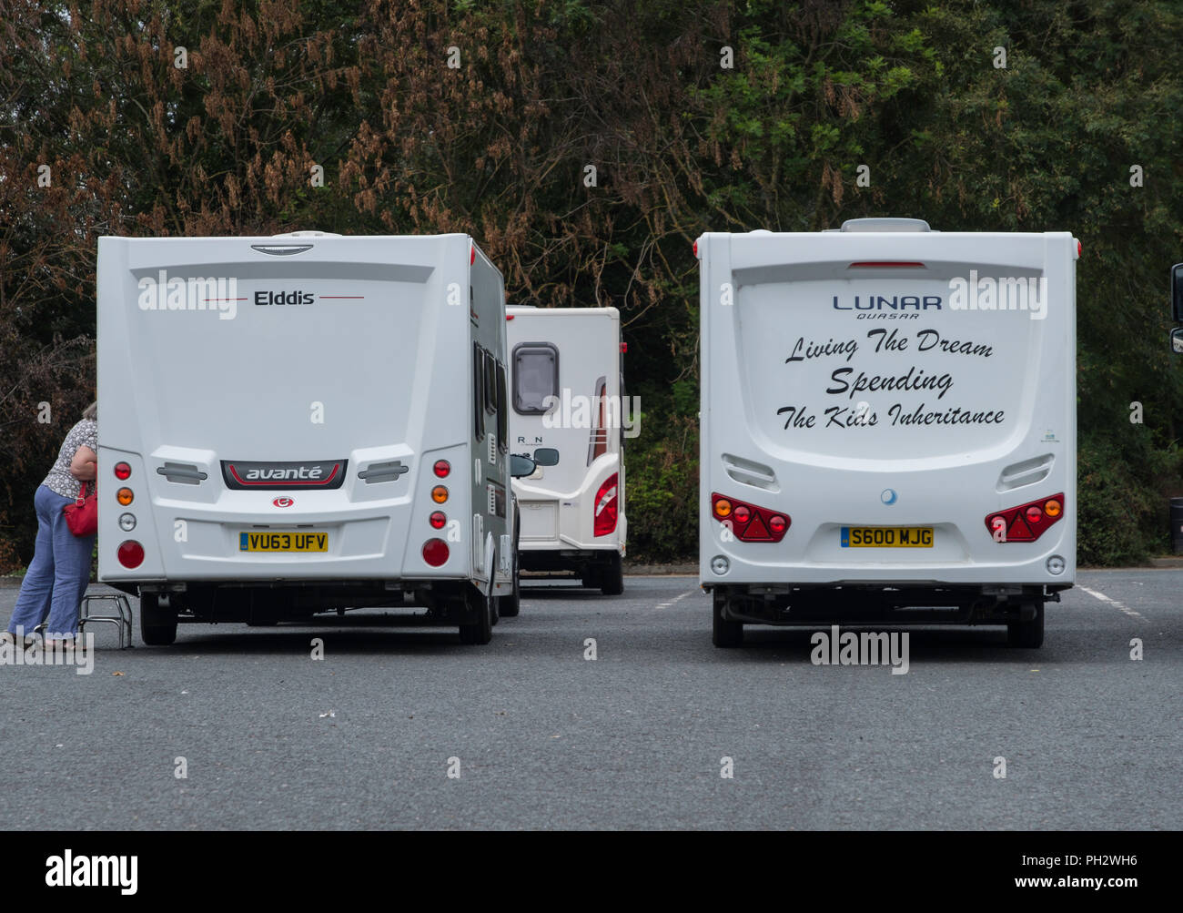 Service Caravan Activity Example Caravans at a motorway service station Stock Photo - Alamy
