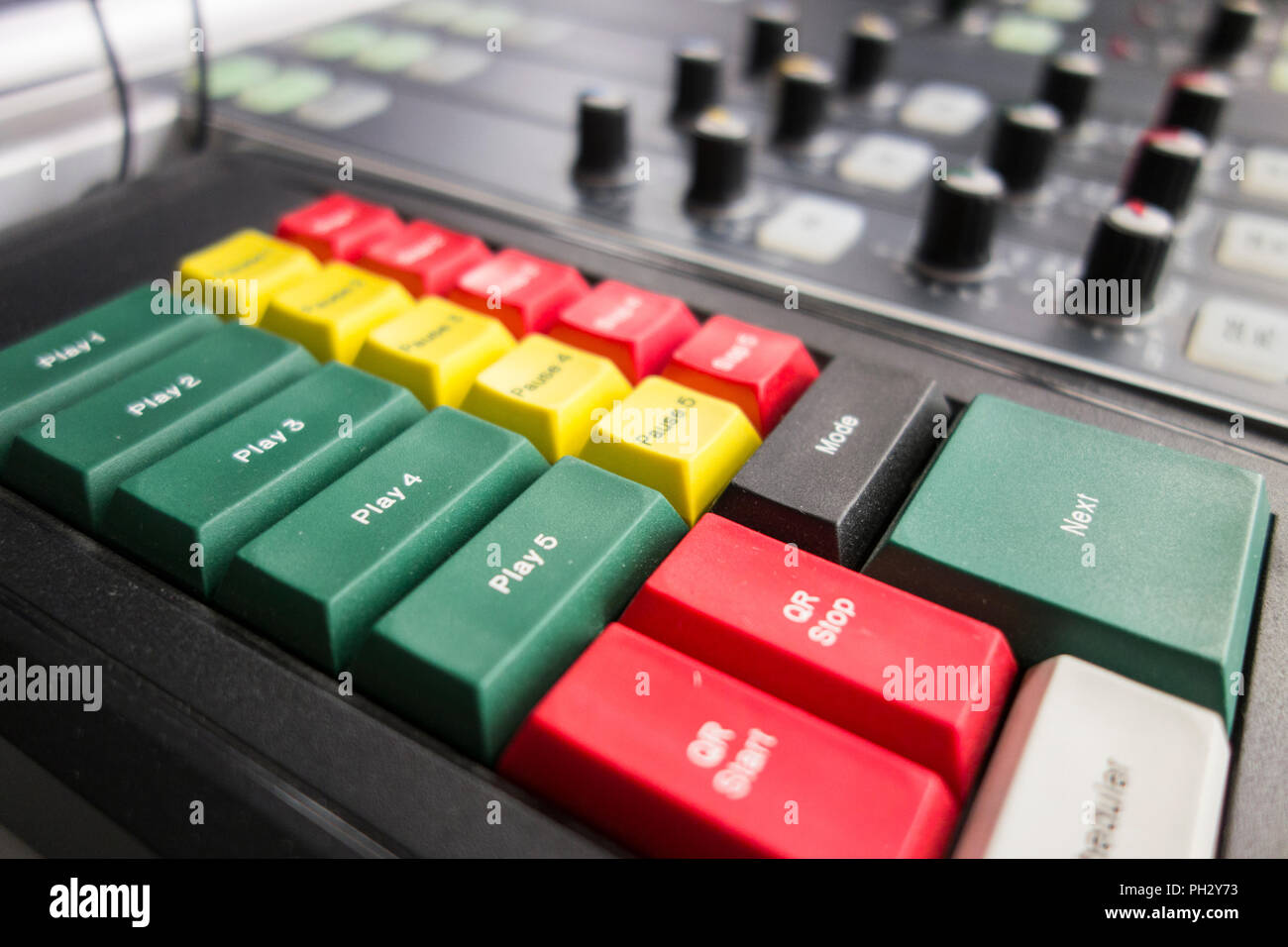 Radio station mixing desk controls and dials Stock Photo Alamy