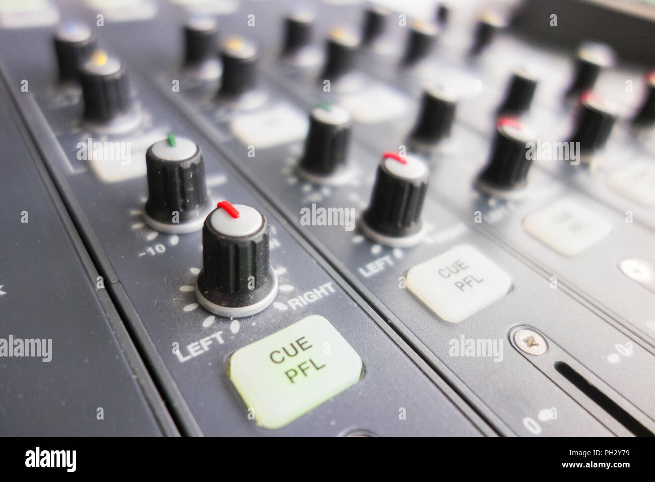 Radio Station Mixing Desk Controls And Dials Stock Photo