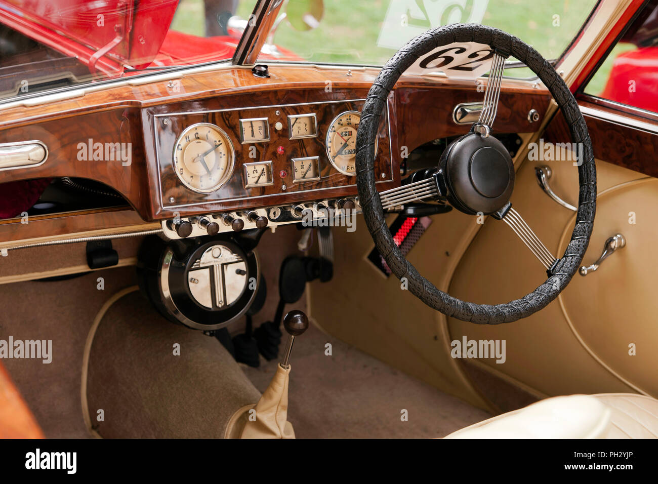 Close-up of the Cockpit of a 1950 Riley RMB  DHC Stock Photo