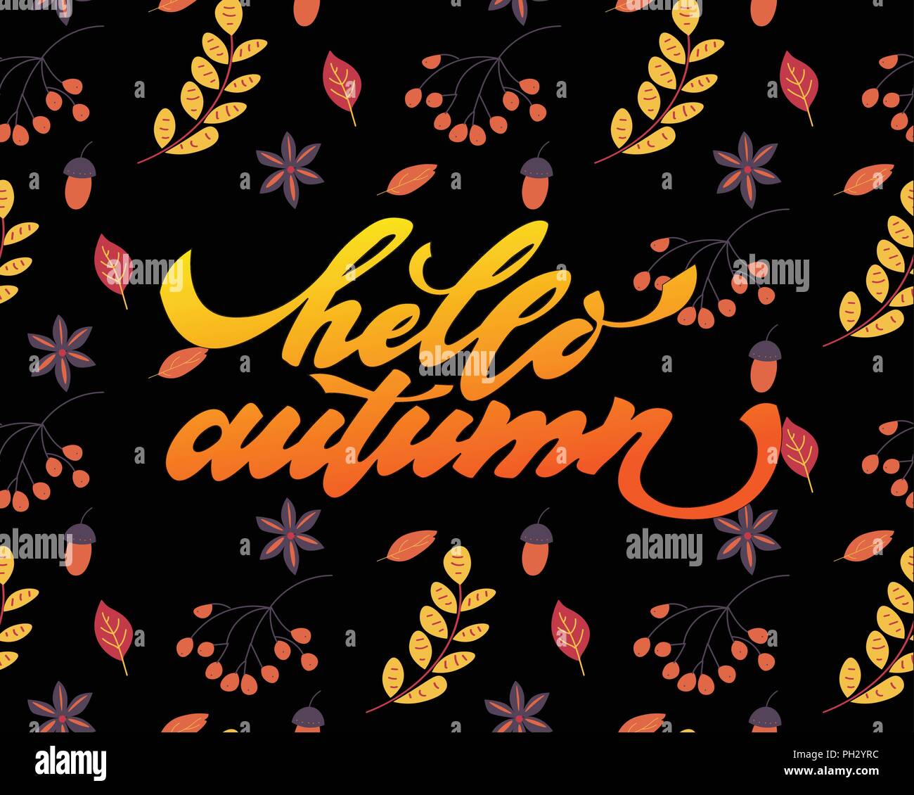 Hello autumn. Hand drawn calligraphy and brush pen lettering. design ...