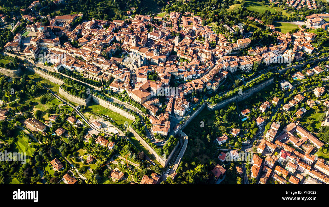 Citta Alta Or Upper Town Old Walled City Of Bergamo Italy Stock Photo Alamy