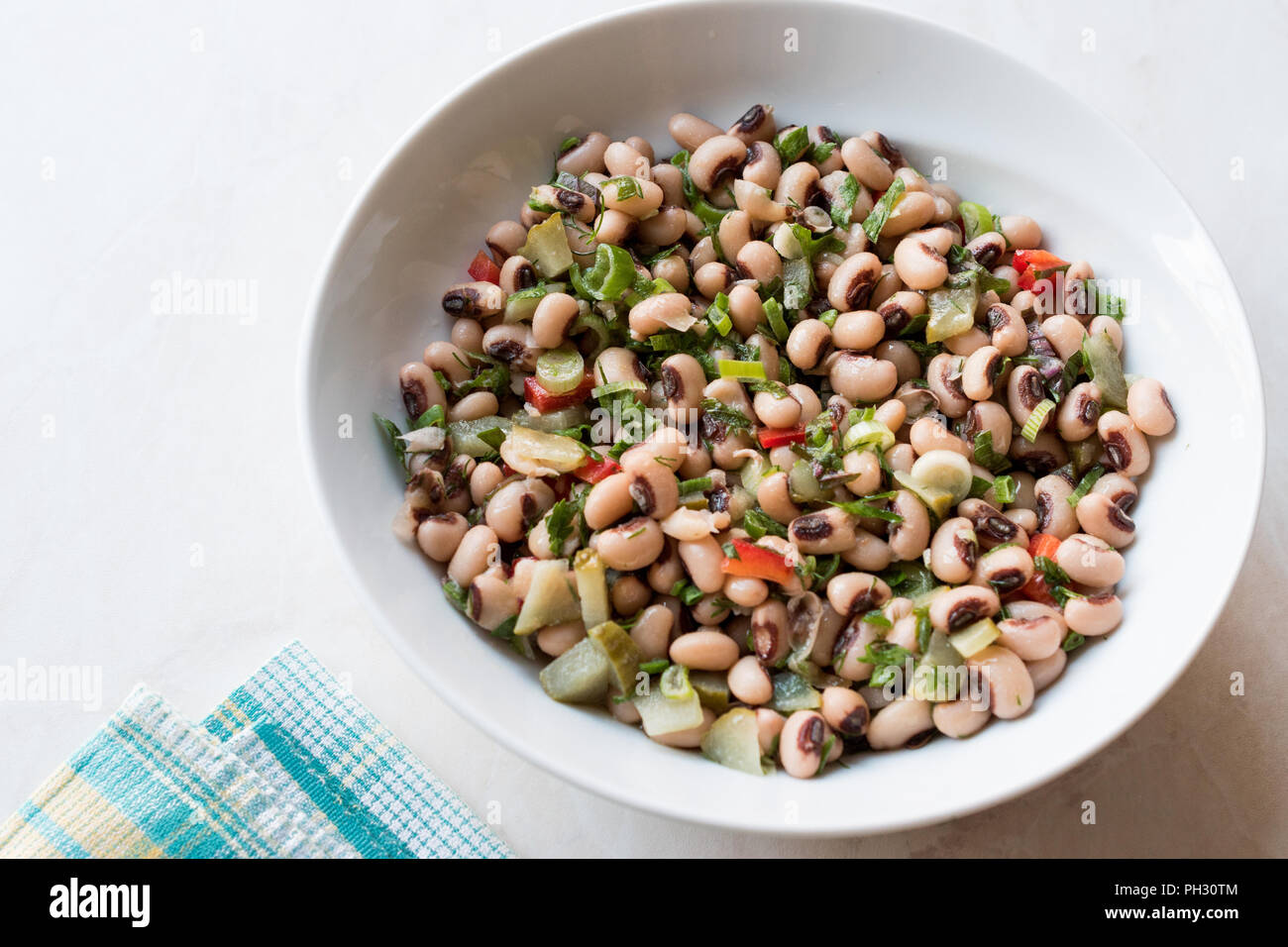 Kidney Bean Salad with Tomatoes, Parsley and Dill / Borulce Salatasi / Salata. Homemade Organic Food. Stock Photo