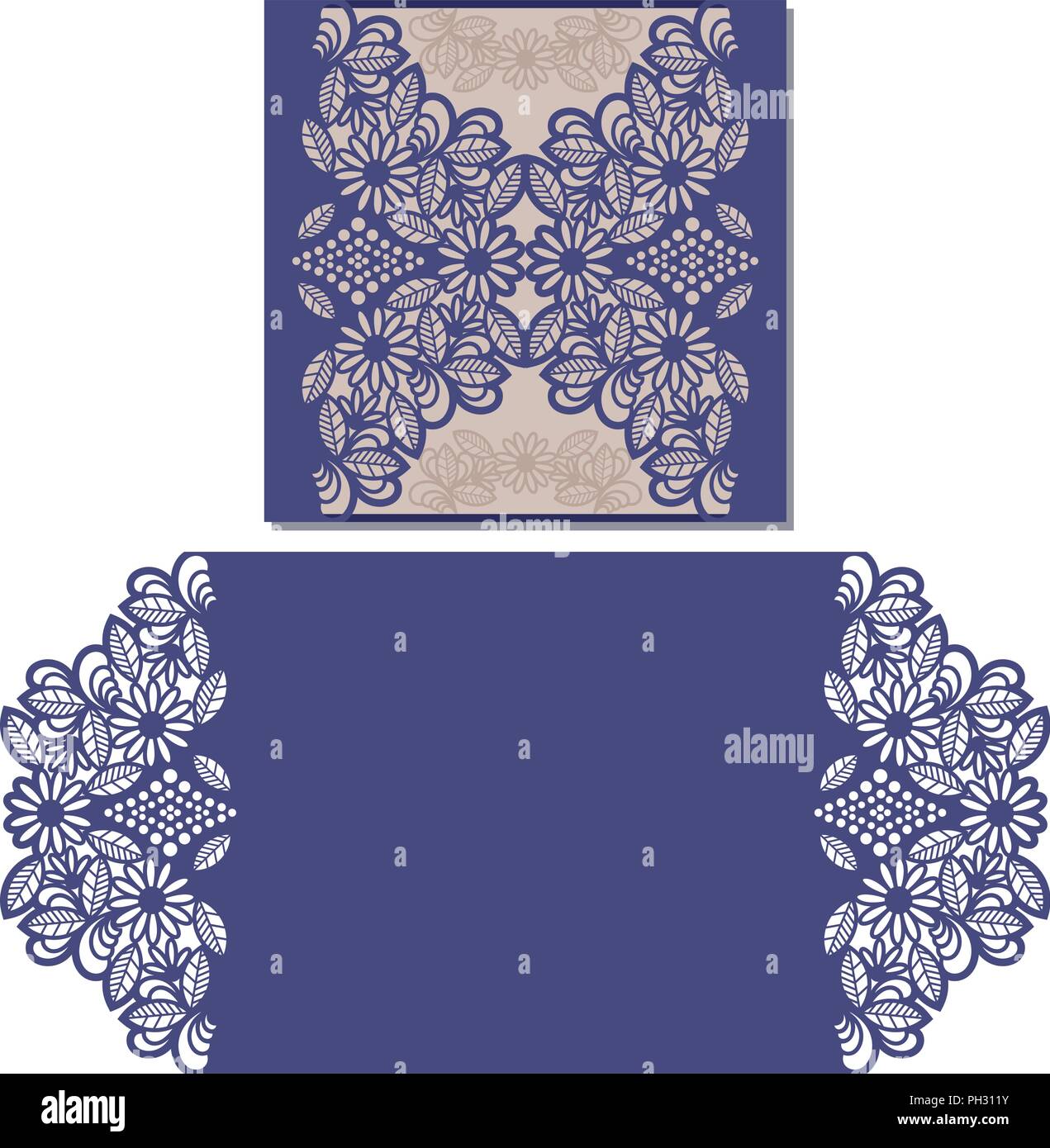 Laser cut envelope template for invitation wedding card. Paper greeting  card with lace border. Cut out template for cutting Stock Vector Image \u0026  Art - Alamy, image size:1271x1390