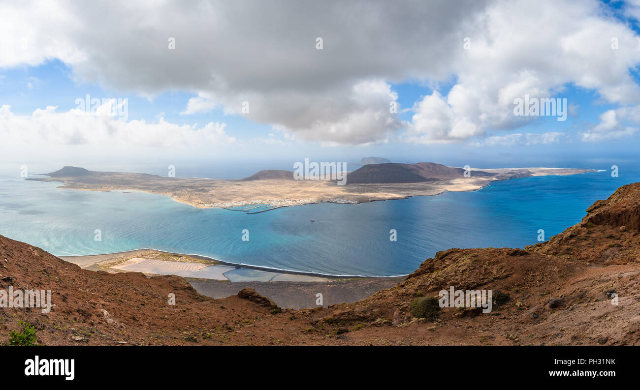 View of Garciosa Island in Lanzarote, Canary Islands, Spain Stock Photo