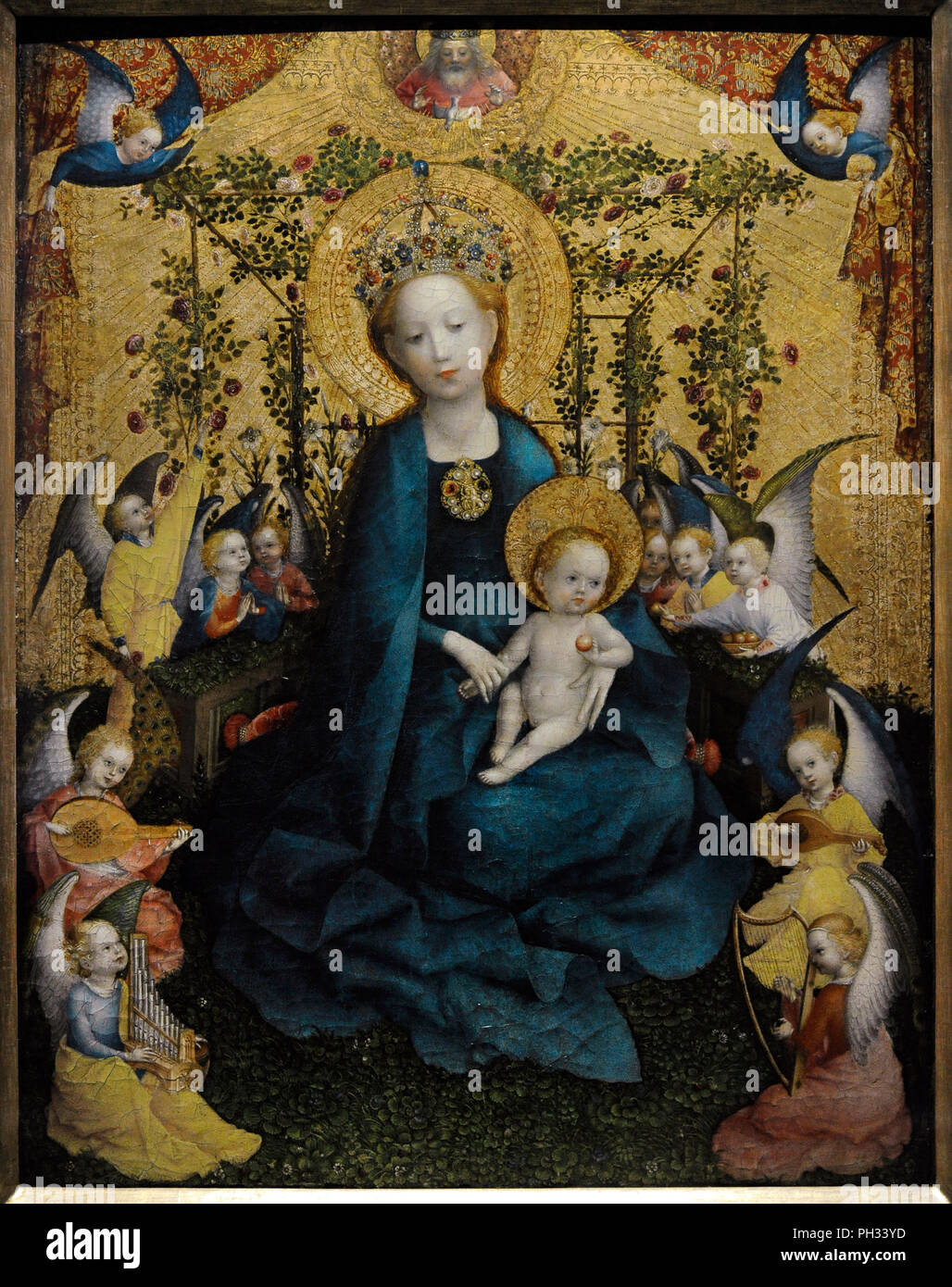 Stefan Lochner (ca. 1400/1410-1451). German painter. Madonna in the Rose Bower, ca.1440-1442. Wallraf-Richartz Museum. Cologne. Germany. Stock Photo
