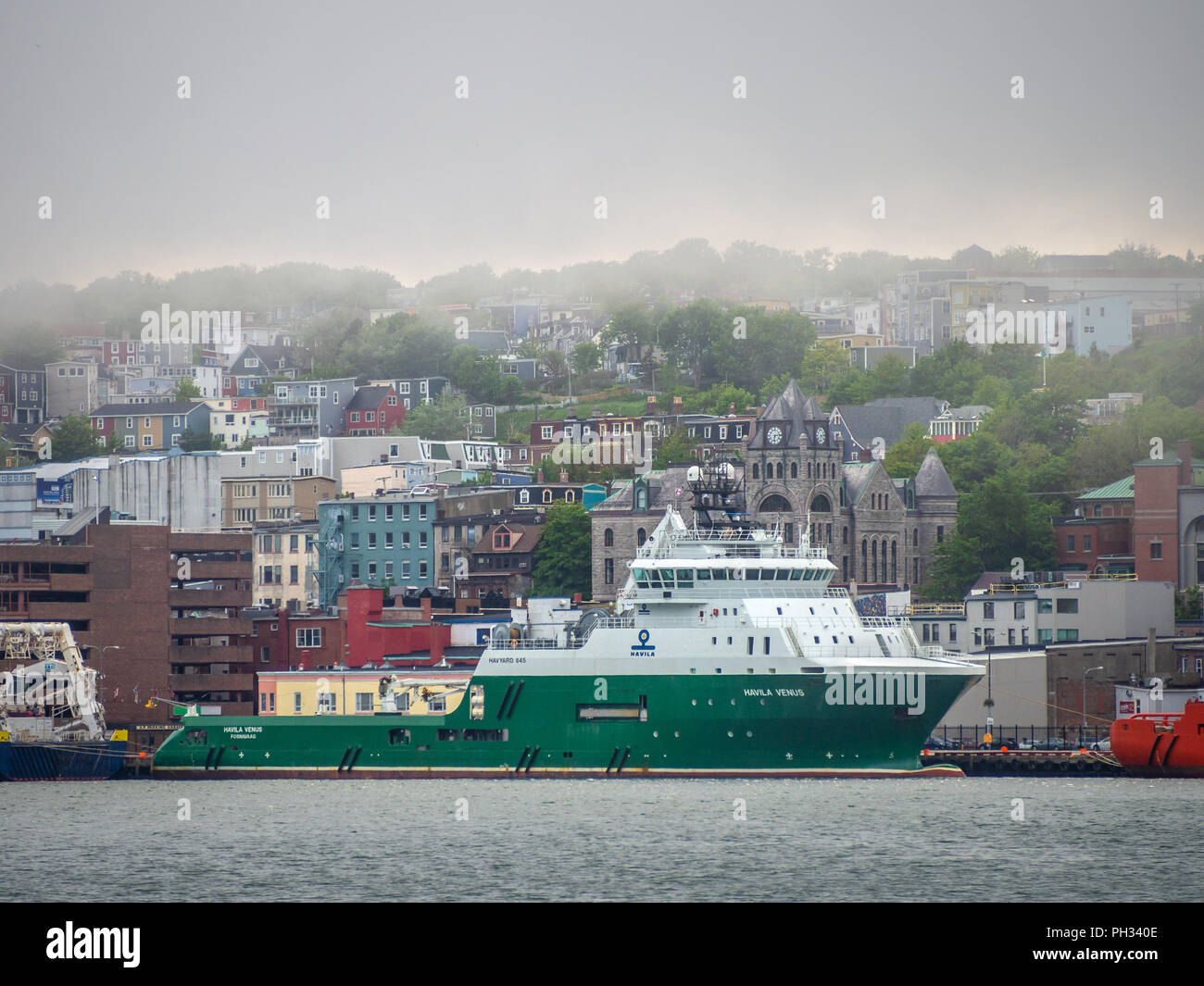 Offshore vessel Havila Venus Moored at St. John's Harbour Stock Photo