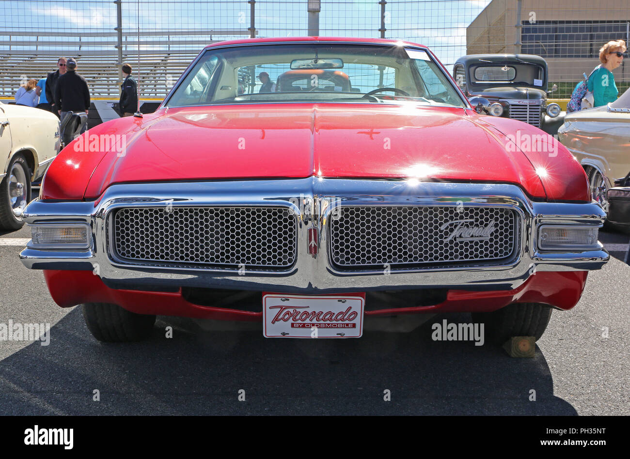 CONCORD, NC — April 8, 2017: 1968 Oldsmobile Toronado automobile on display at the Pennzoil AutoFair classic car show held at Charlotte Motor Speedway Stock Photo