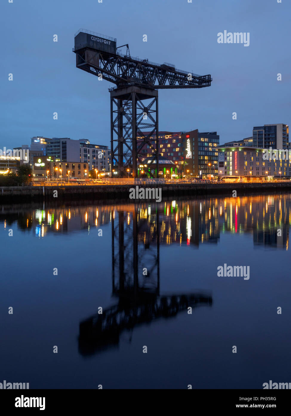 Crane on the River Clyde, Glasgow Stock Photo