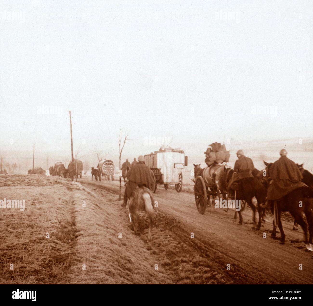 Convoy, Genicourt, northern France, 1916. Artist: Unknown. Stock Photo