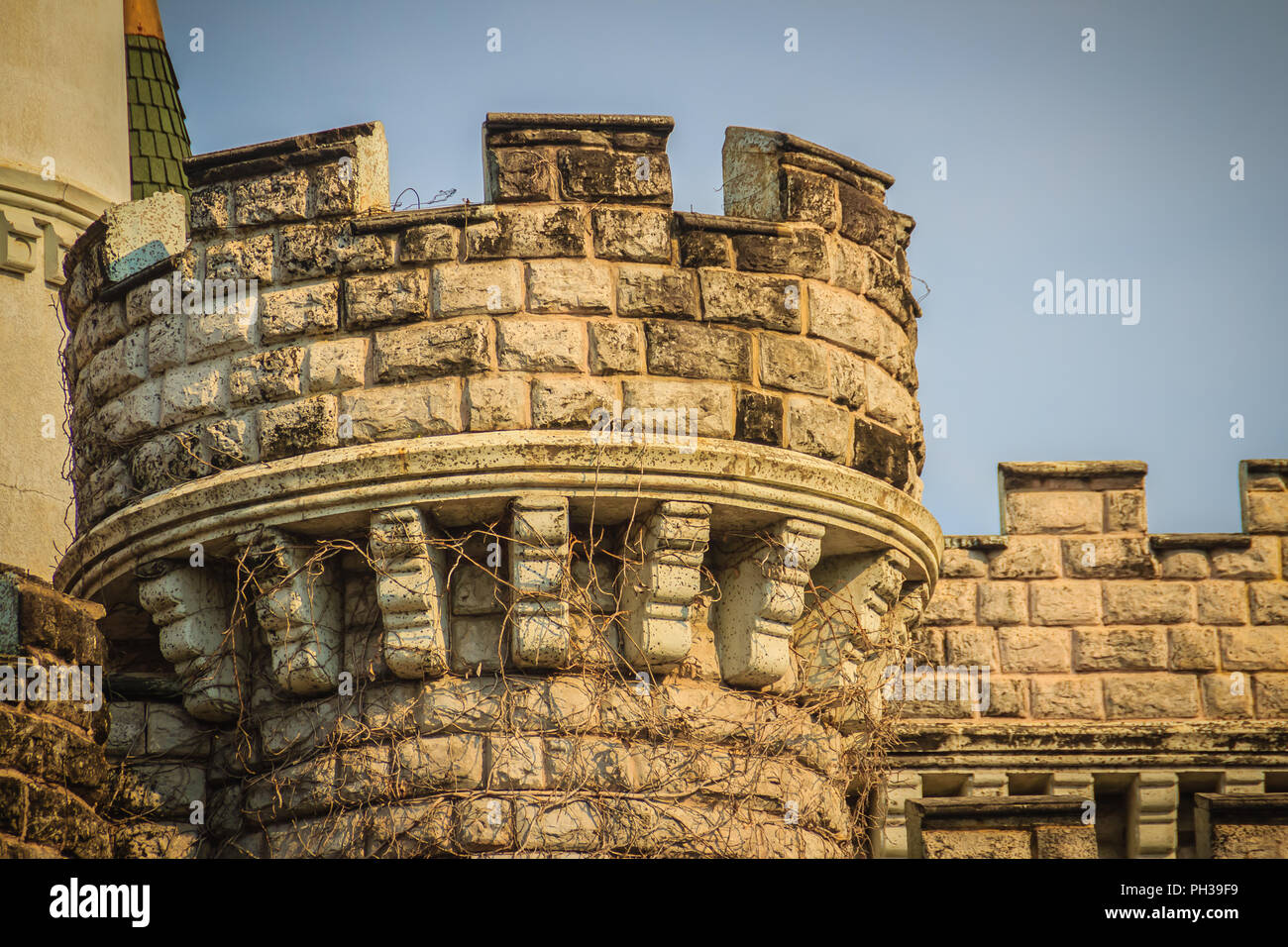 Stone wall of the old castle background texture Stock Photo - Alamy