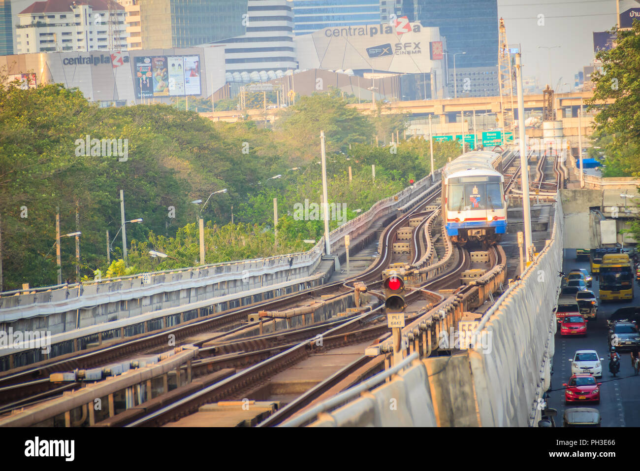Bangkok Thailand March 8 2017 Bts Sky Train Is Driving To The Bangkok Thailand March 8 2017 Bts Sky Train Is Driving To The