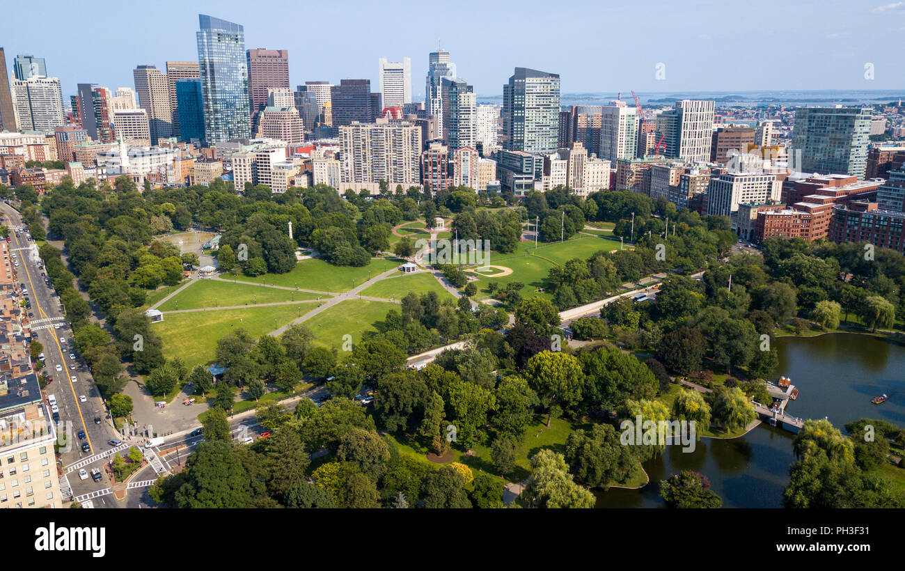 Boston Common, Boston Skyline, Boston, MA, USA Stock Photo