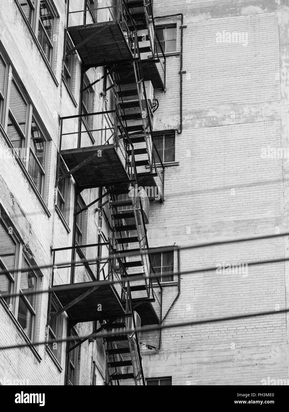 emergency stairs on the back of a building Stock Photo