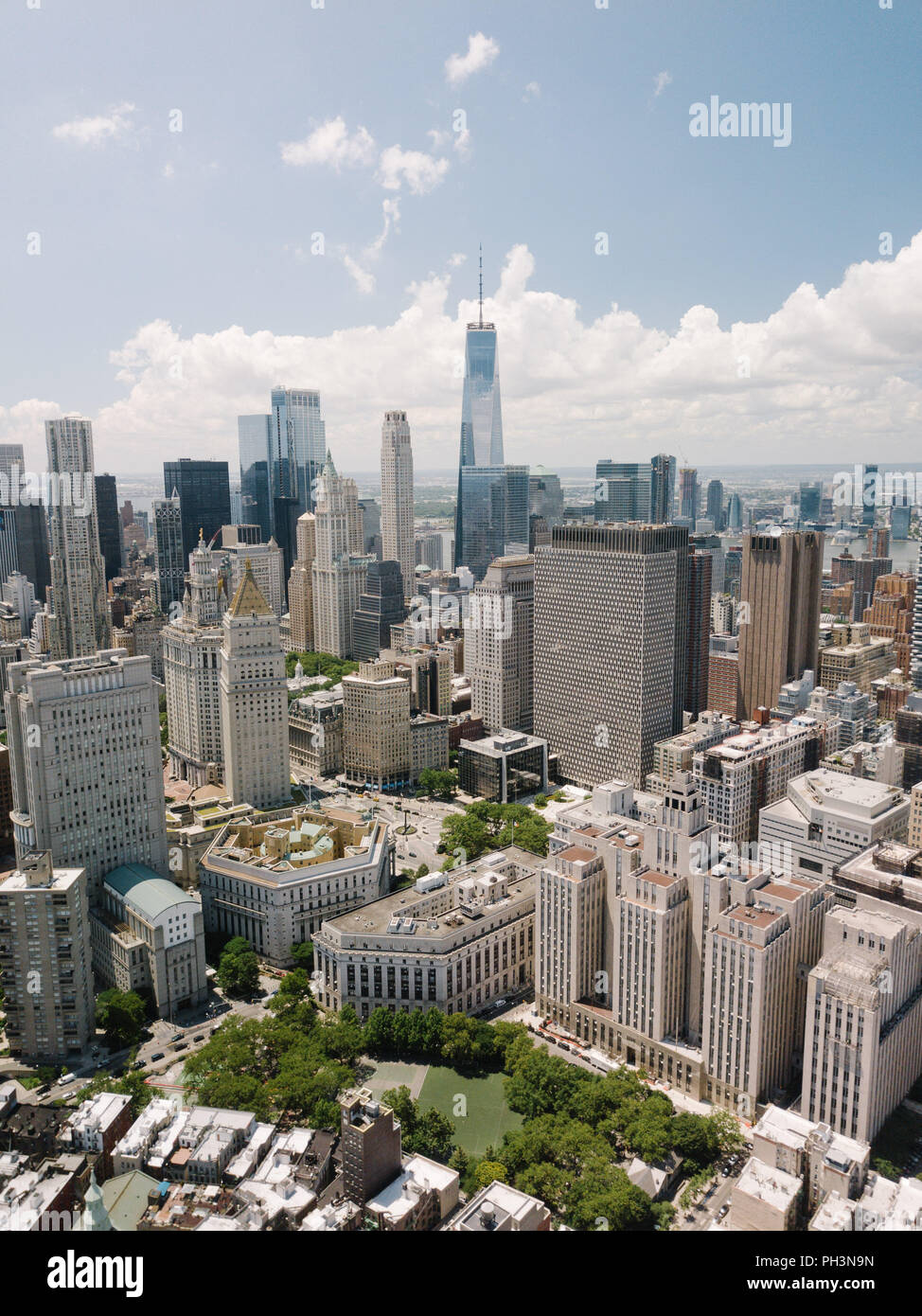 Drone Aerial Shot World Trade Center City View Beautiful NYC New York Stock  Photo - Alamy