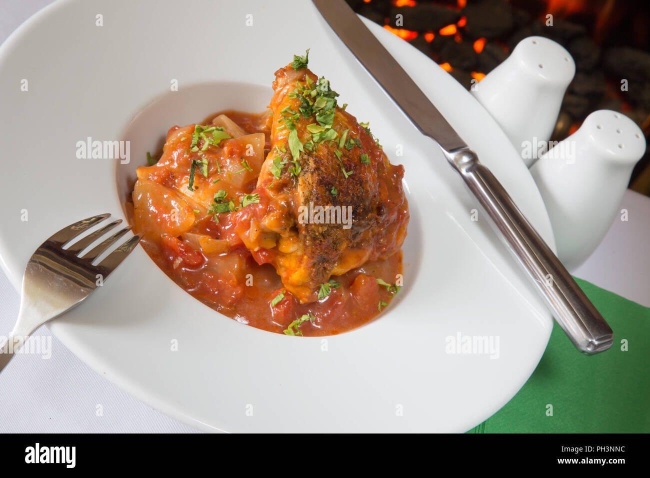 Napoleonic dish of Chicken Marengo Stock Photo