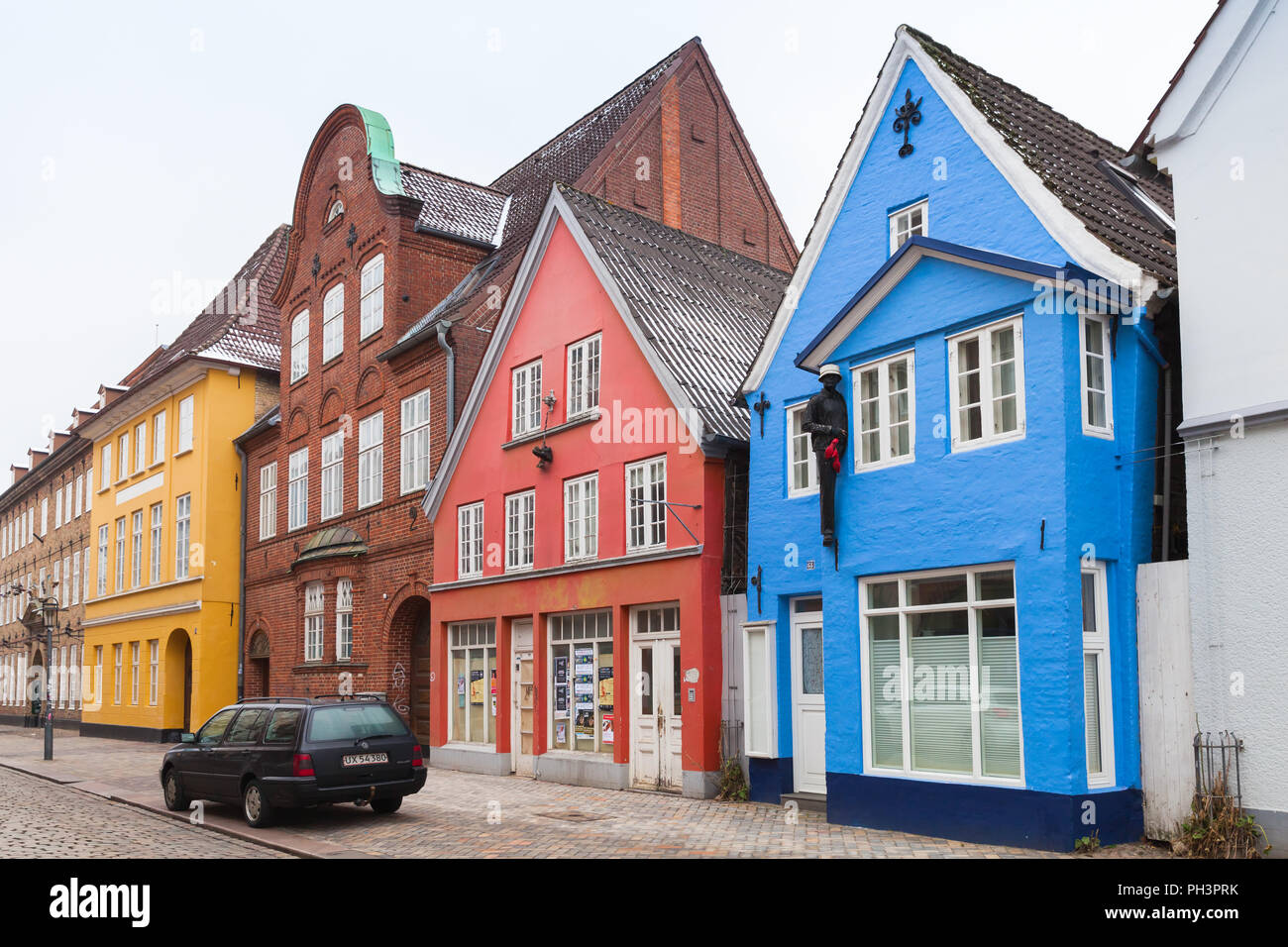 Flensburg, Germany February 10, 2017 Street view of old German town
