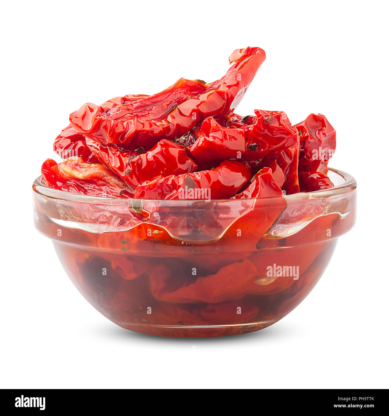 sun dried tomatoes, isolated on white background, clipping path, full depth of field Stock Photo