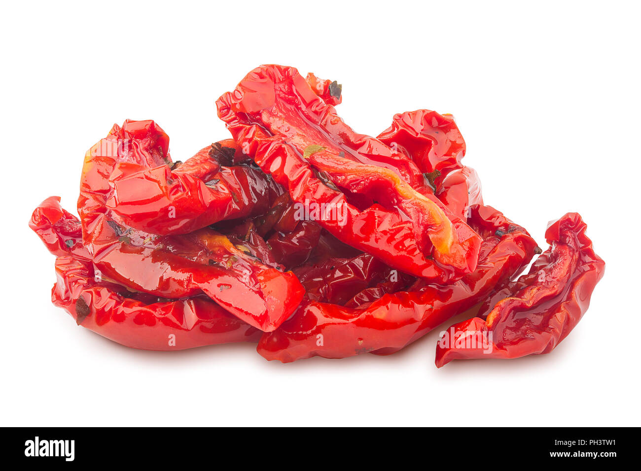 sun dried tomatoes, isolated on white background, clipping path, full depth of field Stock Photo