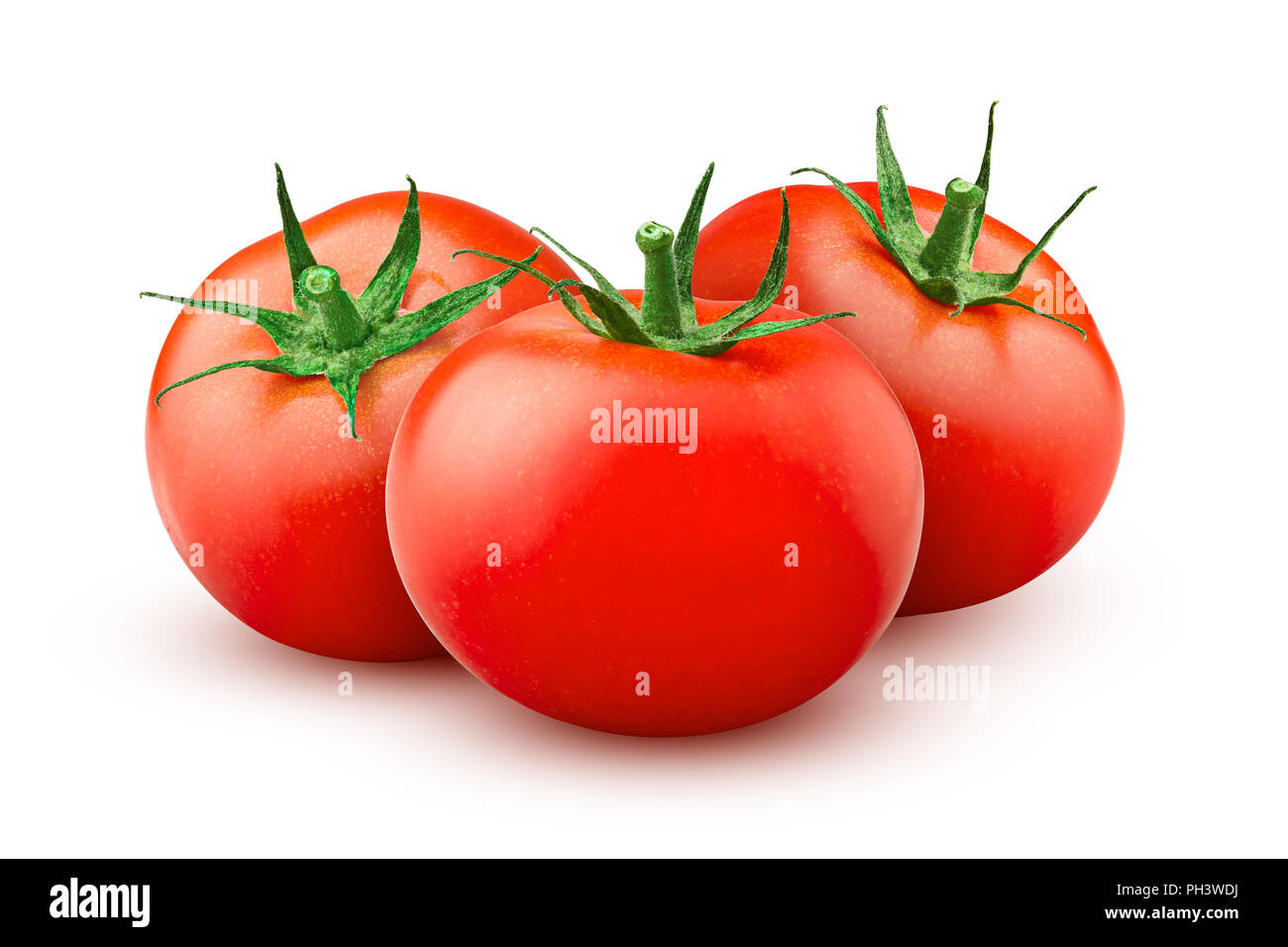 tomato on branch, isolated on white background, clipping path, full depth of field Stock Photo