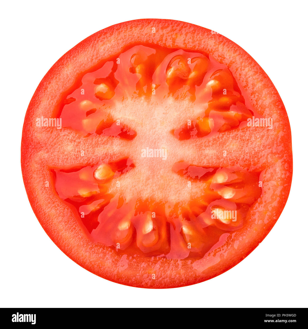 tomato slice, isolated on white background, clipping path, full depth of field Stock Photo