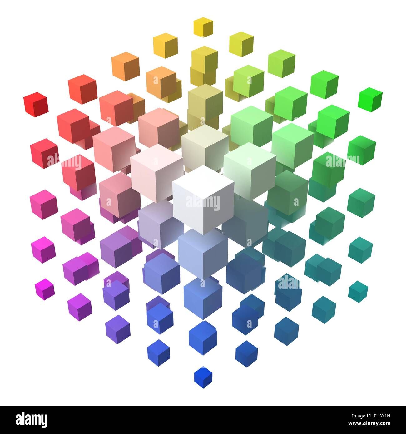 3d style vector cubic form made of with smaller cubes. Stock Vector