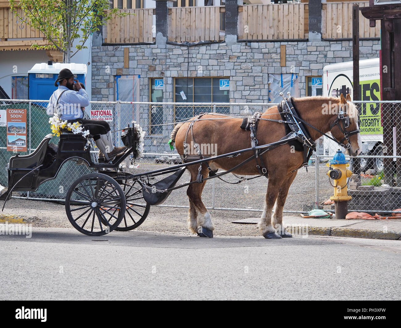 Horse carriage for tourists in Leavenworth, WA, USA Stock Photo