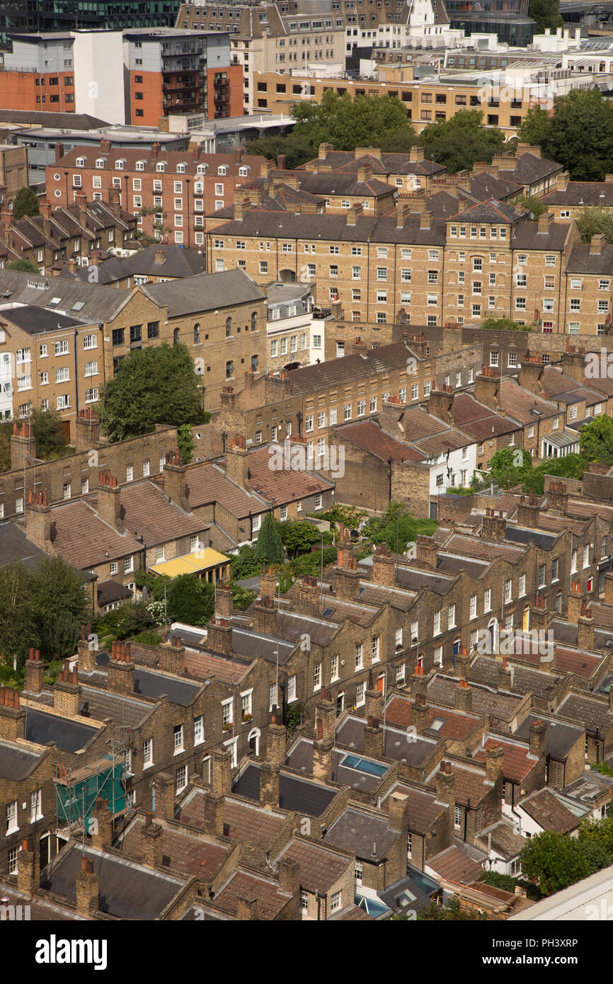 Rows of densely populated housing in Waterloo, Central London Stock