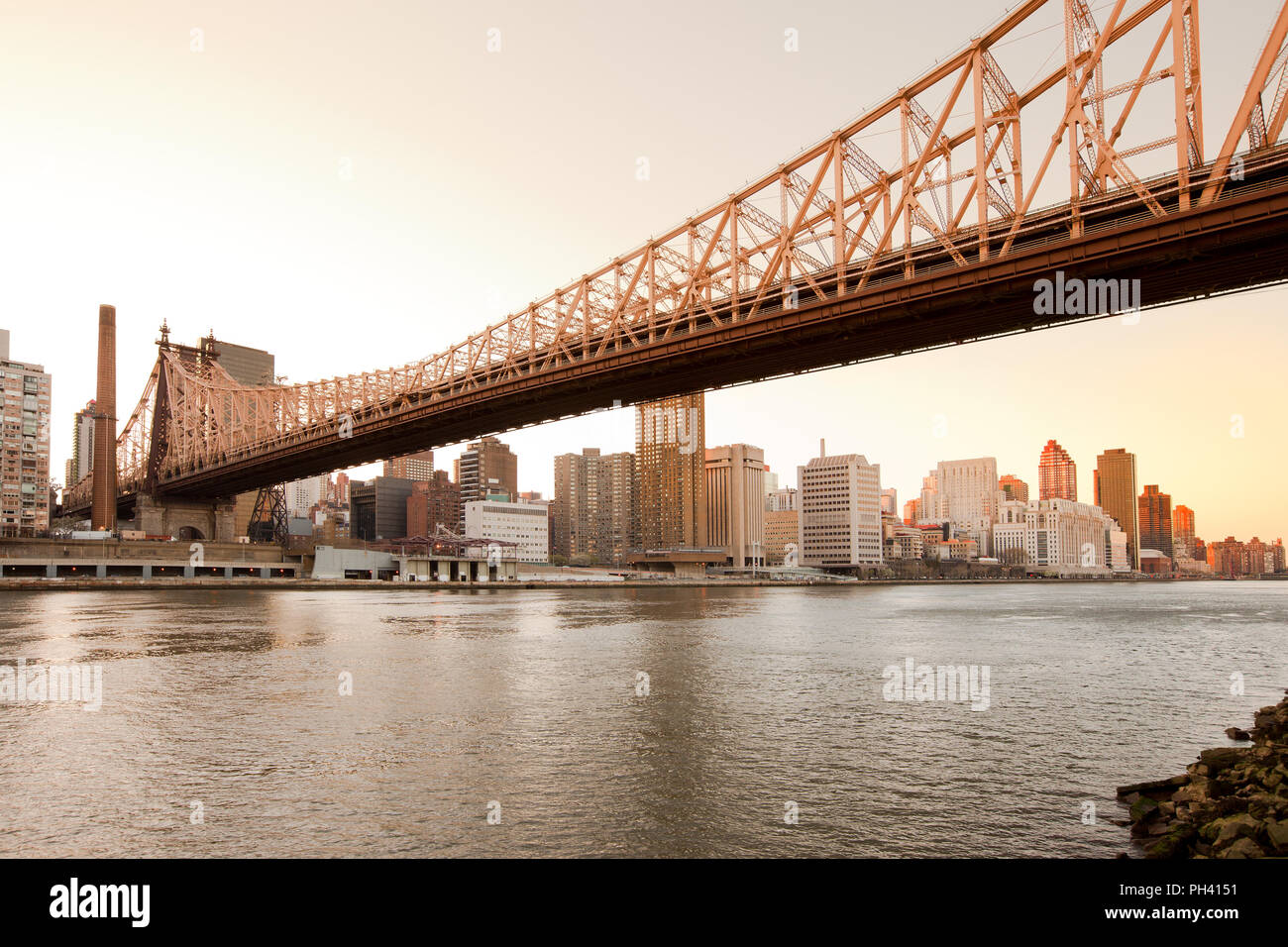 Queensboro Bridge over the East River and Upper East Side, Manhattan, New York City, NY, USA Stock Photo