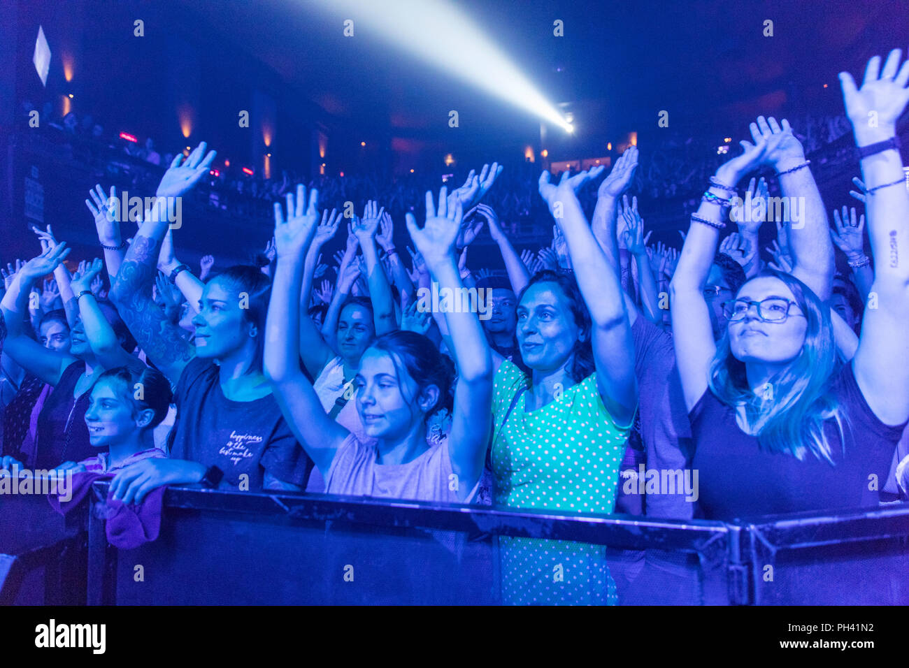 Canada,Quebec,Montreal, Montreal jazz festival, young music fans celebrating the music Stock Photo