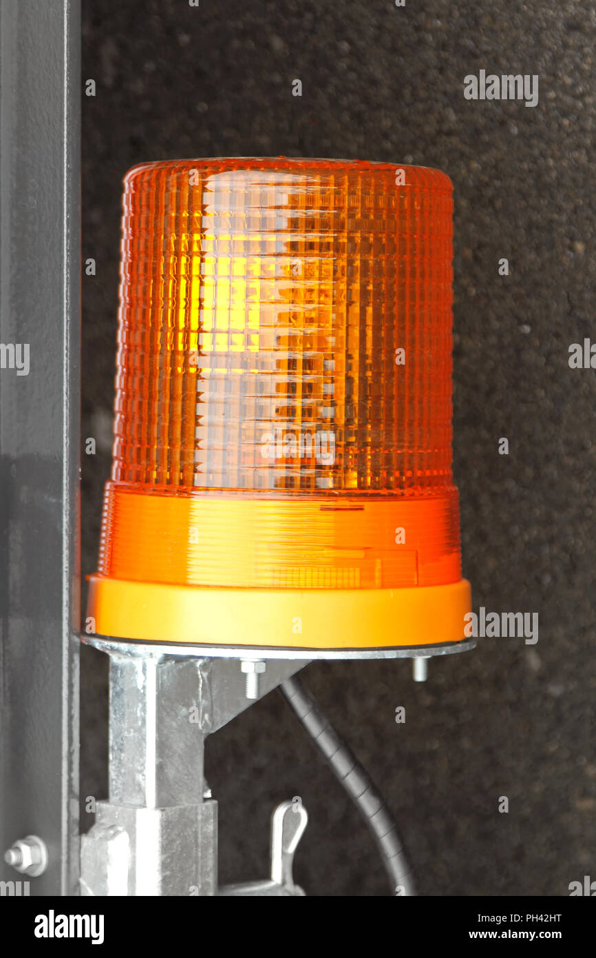 Amber warning flashing light beacon at trailer Stock Photo Alamy