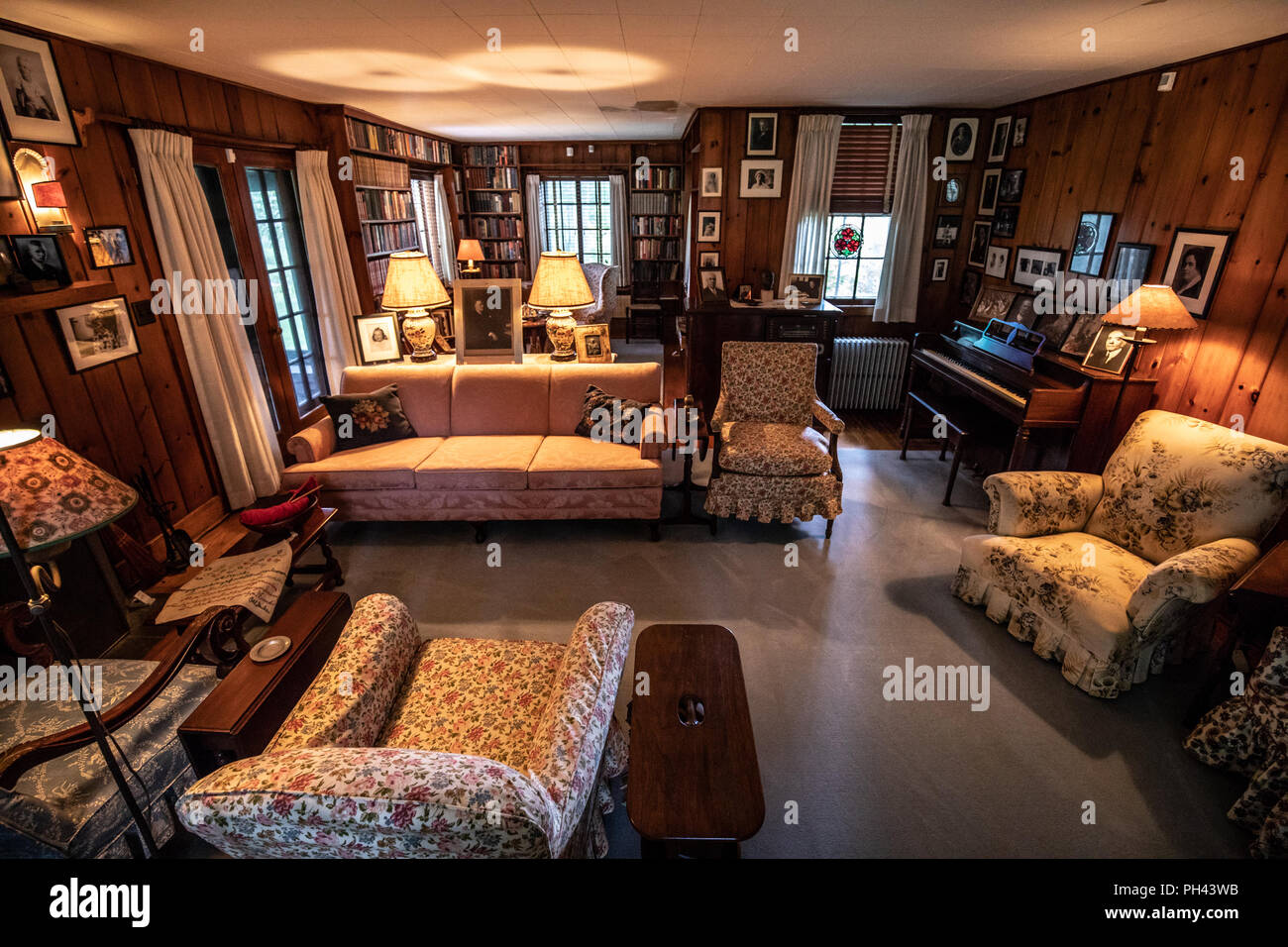 Eleanor's living room, Val-Kill, Eleanor Roosevelt House, Hyde Park, New York, USA Stock Photo