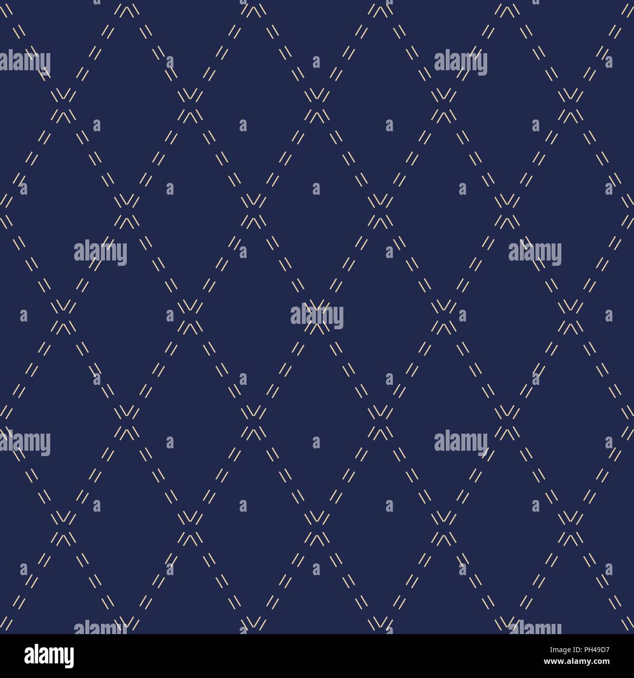 Seamless Pattern With Symmetric Geometric Lines On The Navy Blue