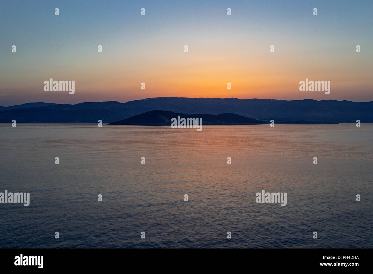 Dawn over the coast of Mallorca in the Mediterranean sea Stock Photo