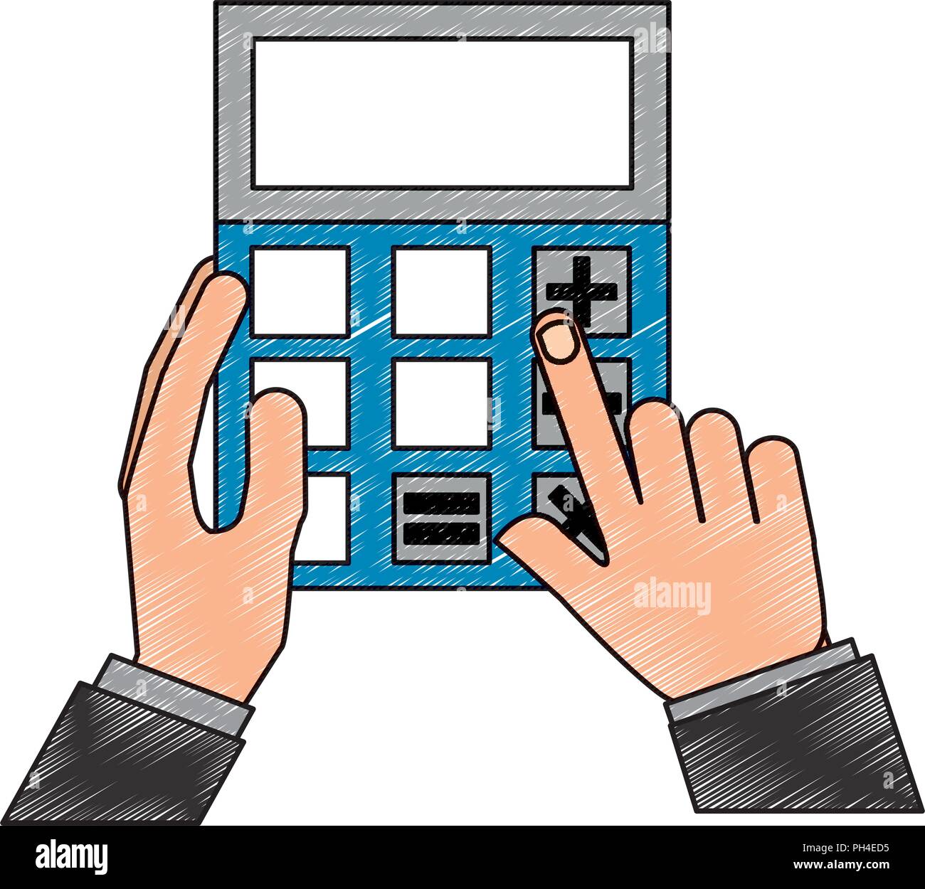 hands with business calculator device Stock Vector
