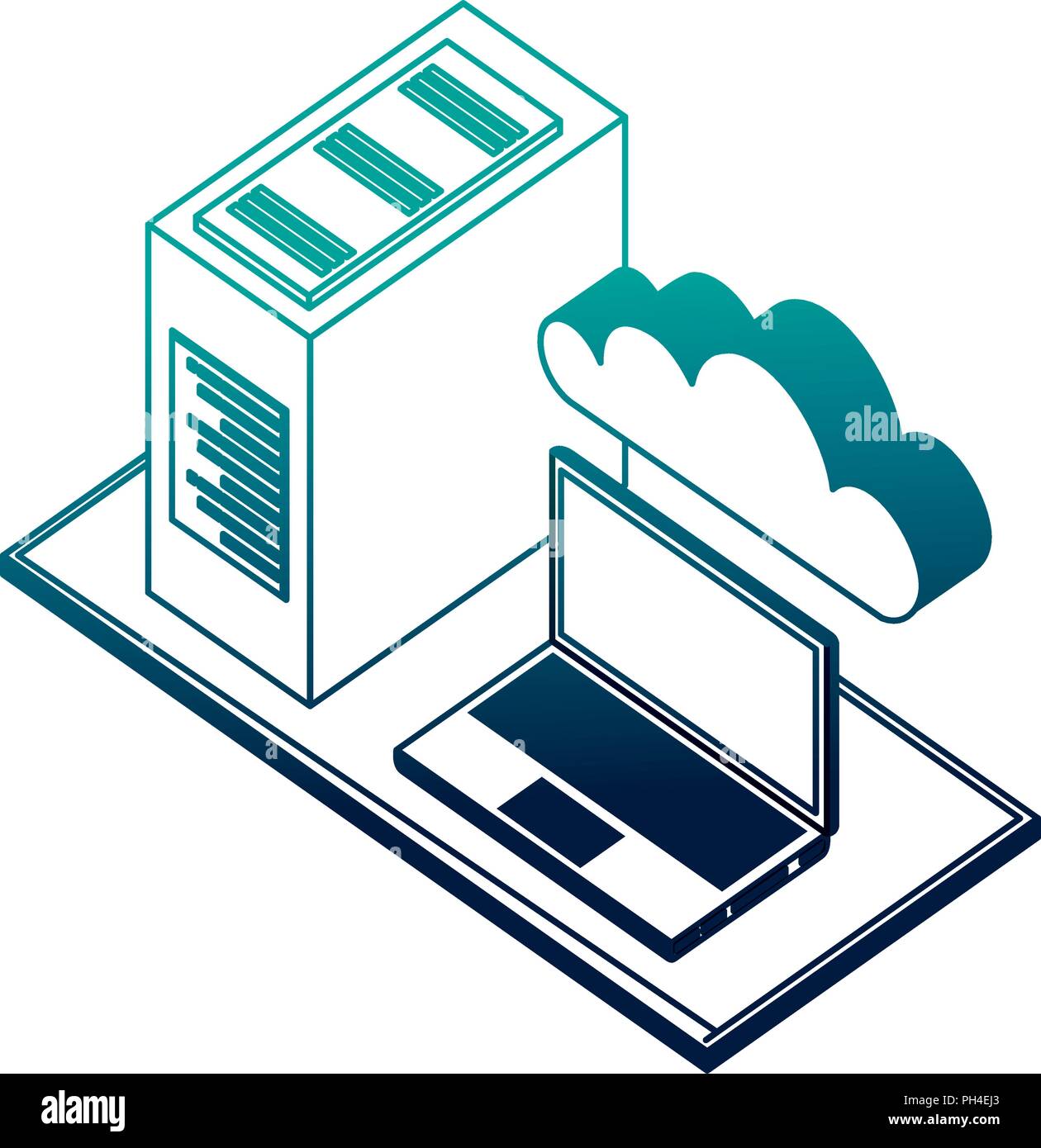 laptop computer server cloud storage data network Stock Vector Image ...