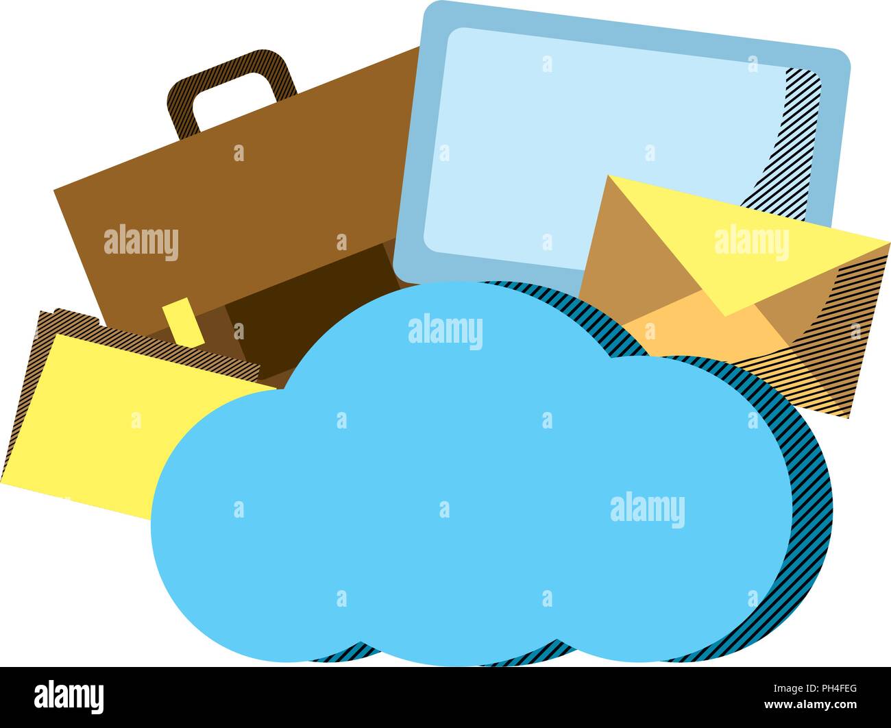 cloud data network connection server Stock Vector