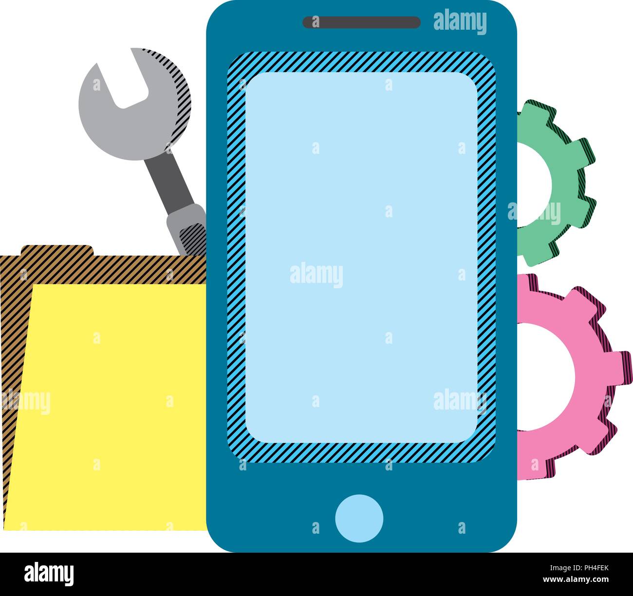 smartphone with folder file and industry equipment Stock Vector Image ...