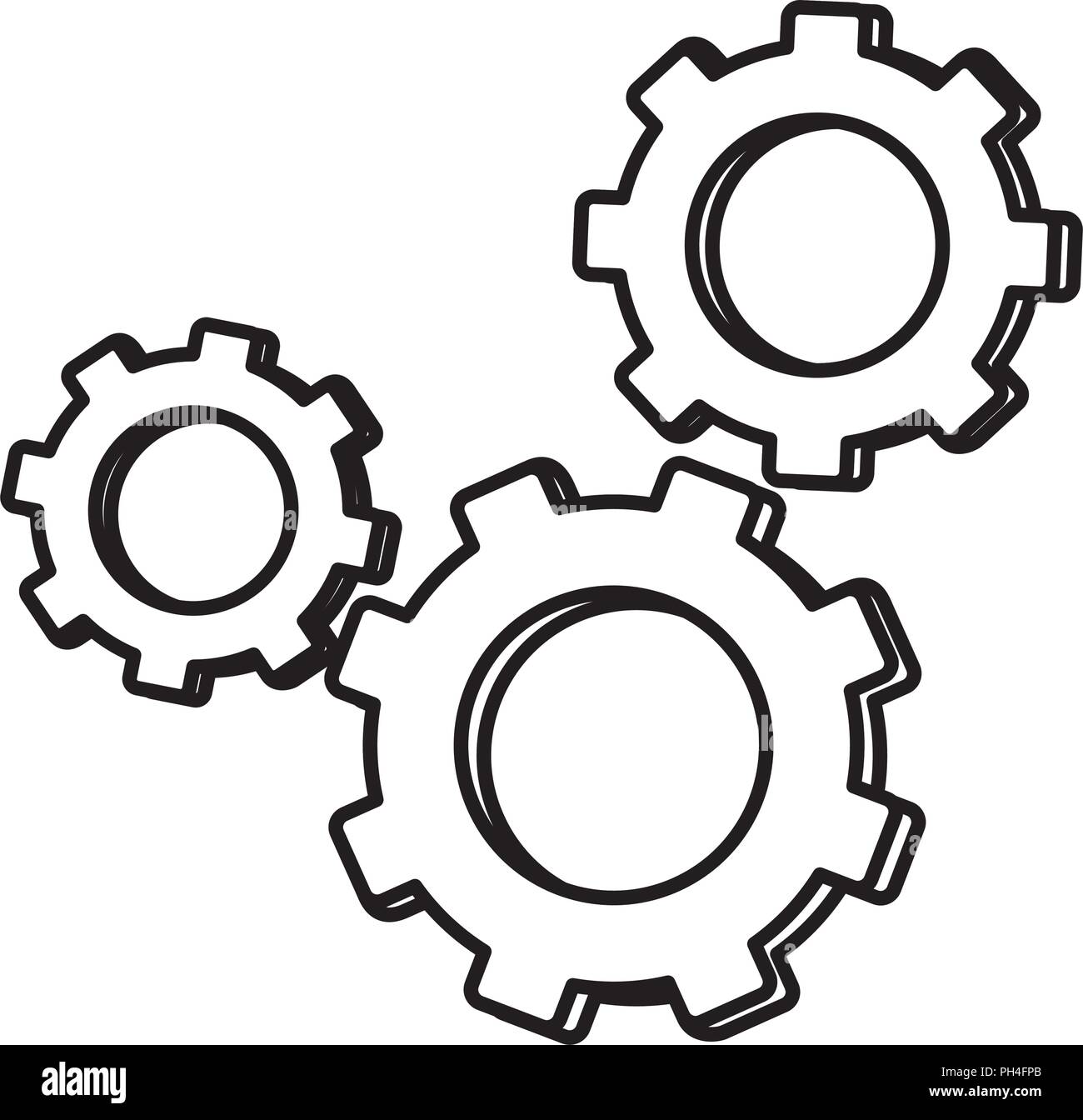 line industry gears engineering technology process Stock Vector Image ...