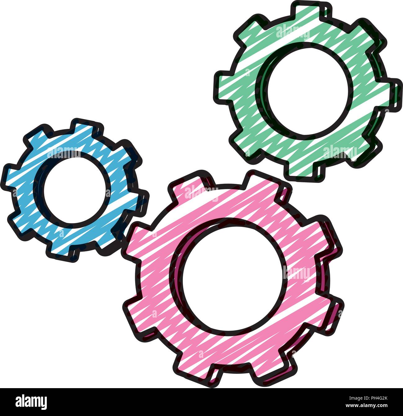 doodle industry gears engineering technology process Stock Vector Image ...