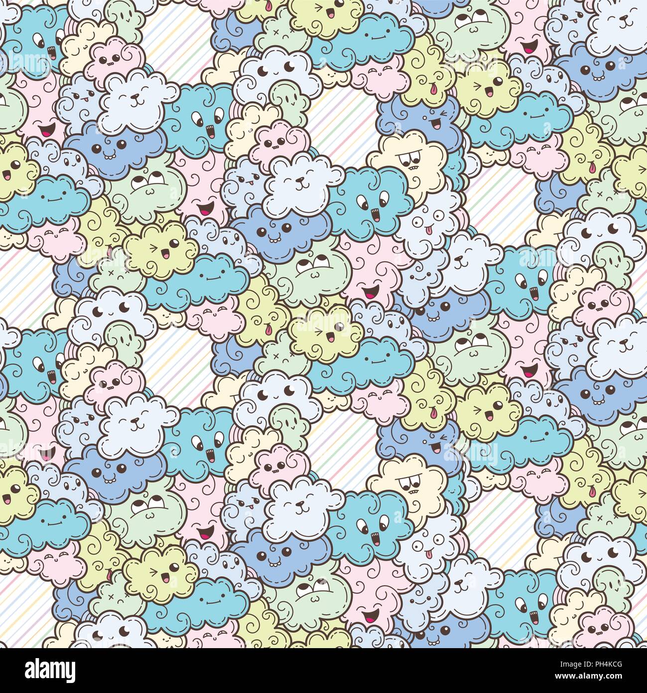 Seamless pattern with funny doodle clouds for prints, designs and ...
