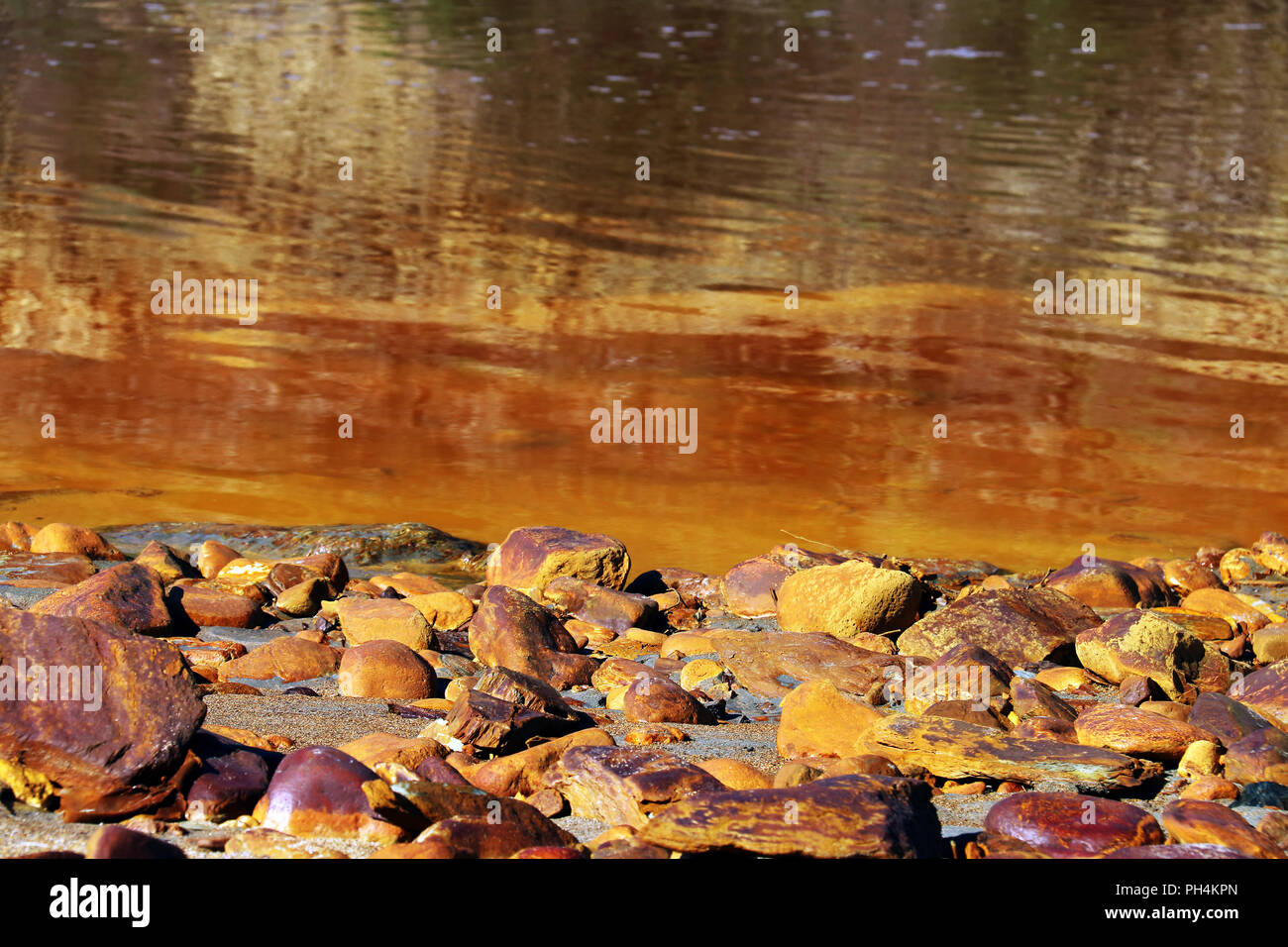 Colorful shore of the river Odiel, in the province of Huelva, Spain Stock Photo